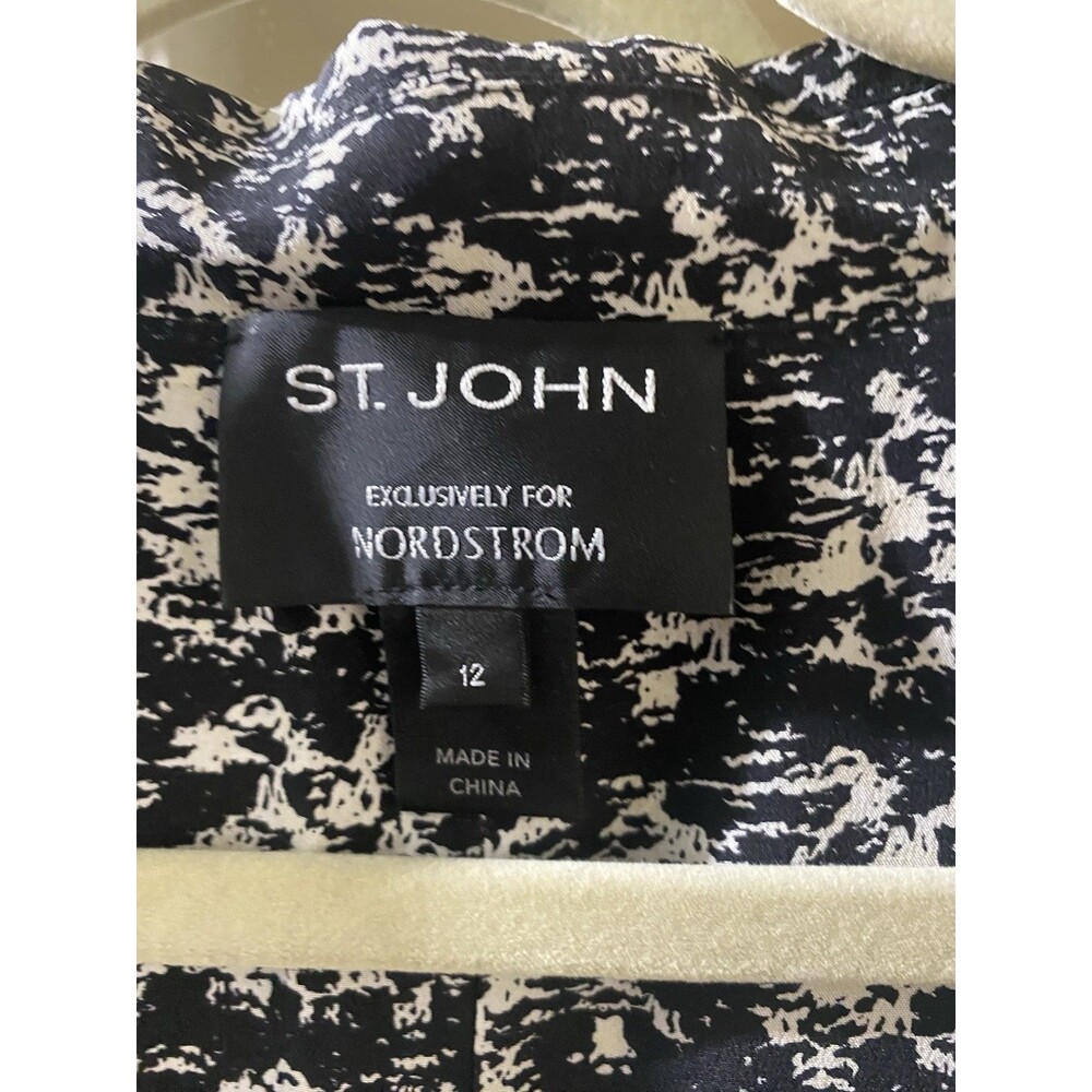 St. John Collection 100% Silk Tweed Print Midi Dress Quiet Luxury Women’s 12 - Picture 4 of 14